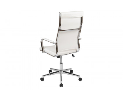 BLNK Hansel LeatherSoft High-Back Contemporary Ribbed Executive Swivel Office Chair - White