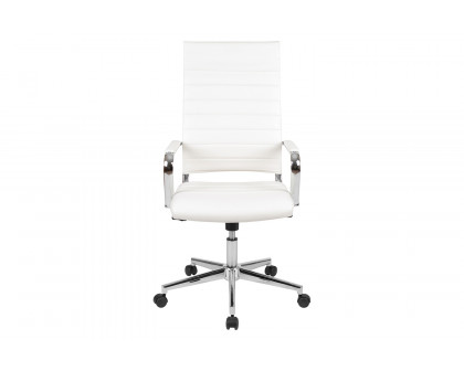 BLNK Hansel LeatherSoft High-Back Contemporary Ribbed Executive Swivel Office Chair - White