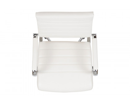 BLNK Hansel LeatherSoft High-Back Contemporary Ribbed Executive Swivel Office Chair - White