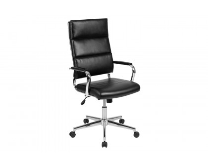 BLNK Hansel LeatherSoft High-Back Contemporary Panel Executive Swivel Office Chair - Black