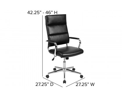 BLNK Hansel LeatherSoft High-Back Contemporary Panel Executive Swivel Office Chair - Black