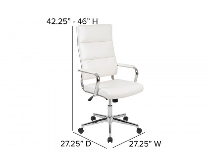 BLNK Hansel LeatherSoft High-Back Contemporary Panel Executive Swivel Office Chair - White