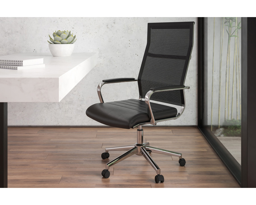 BLNK - Hansel LeatherSoft High-Back Mesh Contemporary Executive Swivel Office Chair with Seat