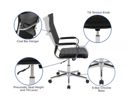 BLNK - Hansel LeatherSoft High-Back Mesh Contemporary Executive Swivel Office Chair with Seat