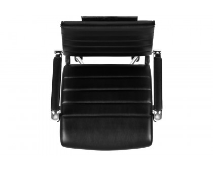 BLNK Hansel LeatherSoft Mid-Back Contemporary Ribbed Executive Swivel Office Chair - Black