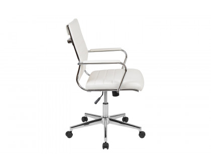 BLNK Hansel LeatherSoft Mid-Back Contemporary Ribbed Executive Swivel Office Chair - White