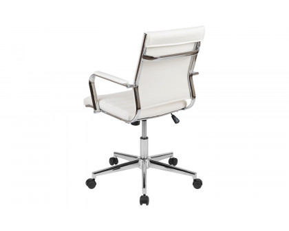 BLNK Hansel LeatherSoft Mid-Back Contemporary Ribbed Executive Swivel Office Chair - White