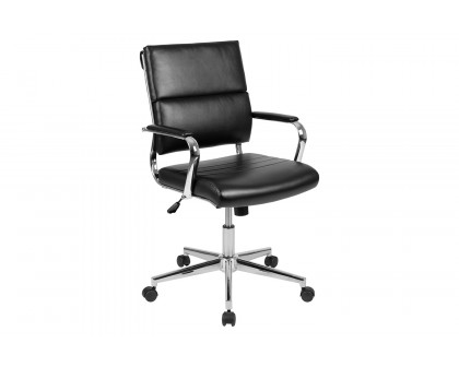 BLNK Hansel LeatherSoft Mid-Back Contemporary Panel Executive Swivel Office Chair - Black