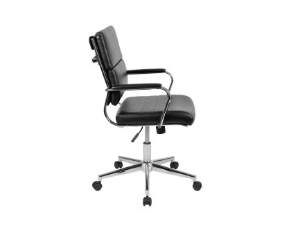 BLNK Hansel LeatherSoft Mid-Back Contemporary Panel Executive Swivel Office Chair - Black