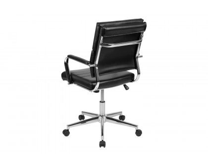 BLNK Hansel LeatherSoft Mid-Back Contemporary Panel Executive Swivel Office Chair - Black