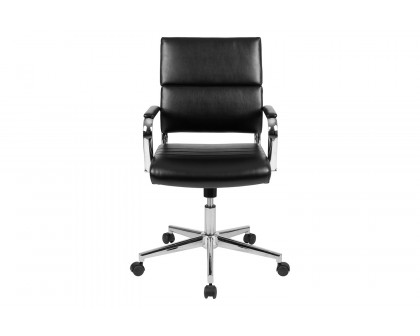 BLNK Hansel LeatherSoft Mid-Back Contemporary Panel Executive Swivel Office Chair - Black