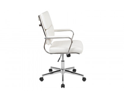 BLNK Hansel LeatherSoft Mid-Back Contemporary Panel Executive Swivel Office Chair - White