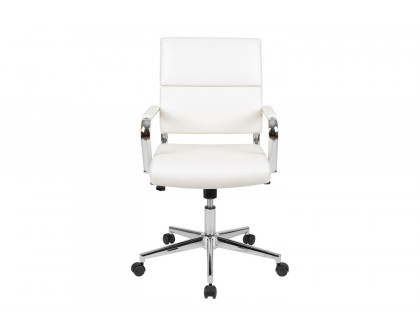 BLNK Hansel LeatherSoft Mid-Back Contemporary Panel Executive Swivel Office Chair - White