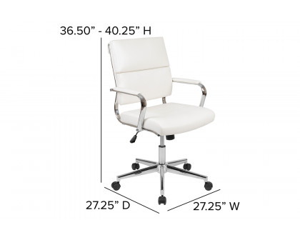 BLNK Hansel LeatherSoft Mid-Back Contemporary Panel Executive Swivel Office Chair - White