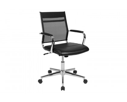 BLNK - Hansel LeatherSoft Mid-Back Mesh Contemporary Executive Swivel Office Chair with Seat