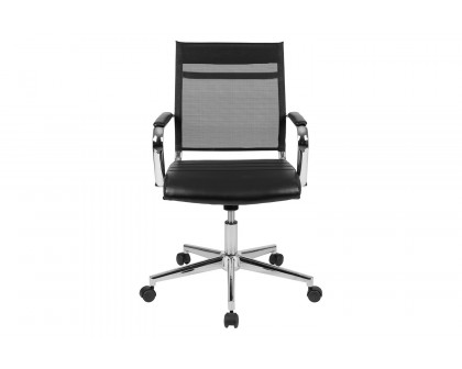 BLNK - Hansel LeatherSoft Mid-Back Mesh Contemporary Executive Swivel Office Chair with Seat