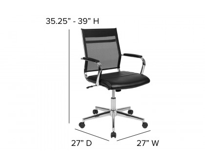 BLNK - Hansel LeatherSoft Mid-Back Mesh Contemporary Executive Swivel Office Chair with Seat