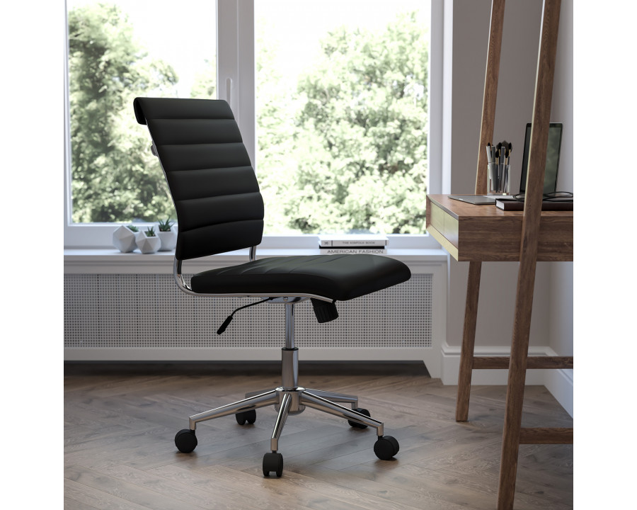 BLNK Hansel LeatherSoft Mid-Back Armless Contemporary Ribbed Executive Swivel Office Chair