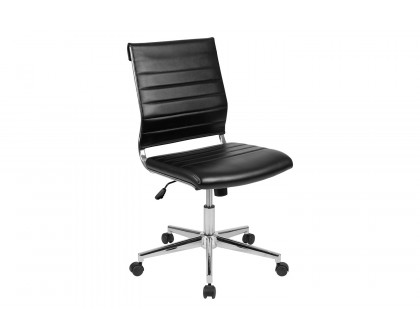 BLNK Hansel LeatherSoft Mid-Back Armless Contemporary Ribbed Executive Swivel Office Chair