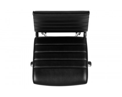 BLNK Hansel LeatherSoft Mid-Back Armless Contemporary Ribbed Executive Swivel Office Chair - Black