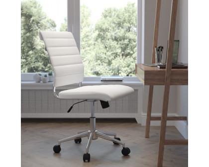 BLNK Hansel LeatherSoft Mid-Back Armless Contemporary Ribbed Executive Swivel Office Chair