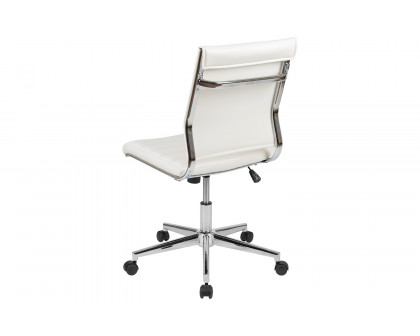 BLNK Hansel LeatherSoft Mid-Back Armless Contemporary Ribbed Executive Swivel Office Chair - White