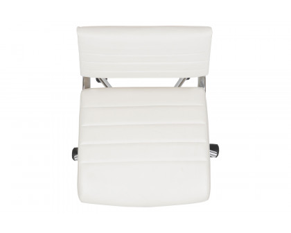 BLNK Hansel LeatherSoft Mid-Back Armless Contemporary Ribbed Executive Swivel Office Chair - White