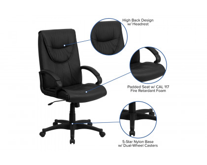 BLNK - Hansel Leather High-Back Executive Swivel Office Chair with Arms