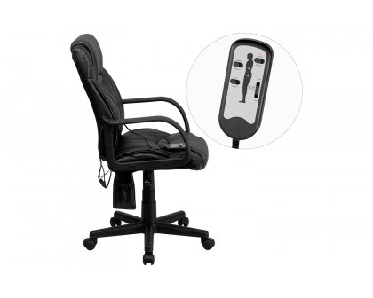 BLNK Laverne LeatherSoft Mid-Back Ergonomic Massaging Executive Swivel Office Chair - with Arms