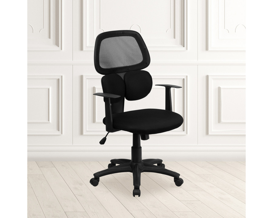 BLNK - Ariel Mid-Back Mesh Swivel Task Office Chair with Flexible Dual Lumbar Support and Arms