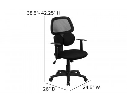 BLNK - Ariel Mid-Back Mesh Swivel Task Office Chair with Flexible Dual Lumbar Support and Arms