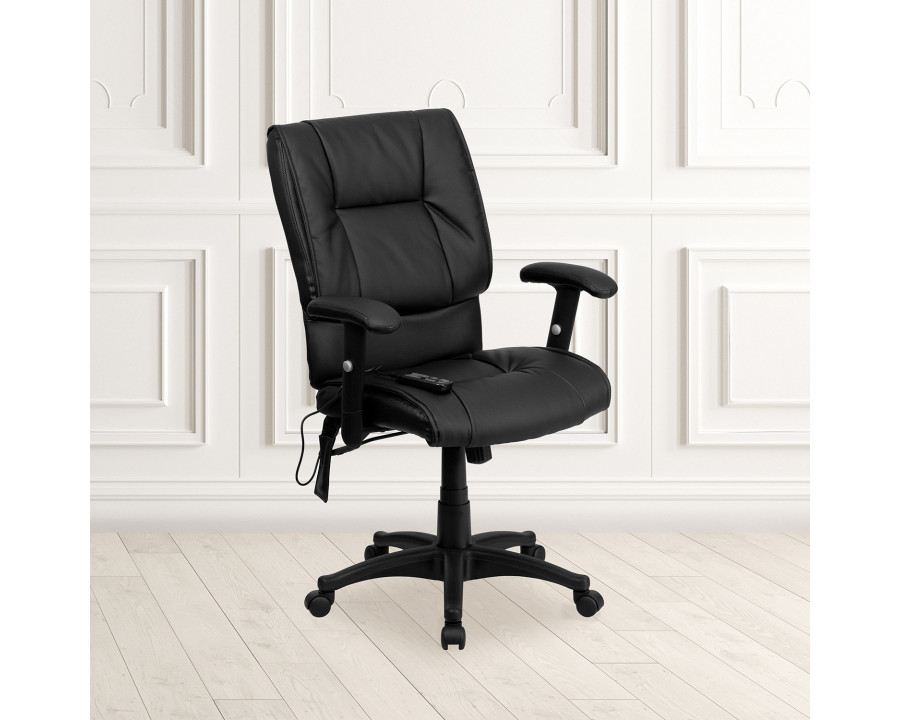 BLNK Laverne LeatherSoft Mid-Back Ergonomic Massaging Executive Swivel Office Chair