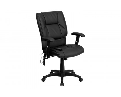 BLNK Laverne LeatherSoft Mid-Back Ergonomic Massaging Executive Swivel Office Chair