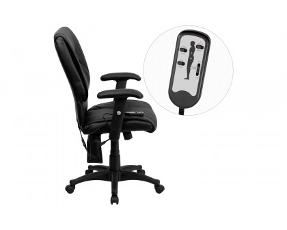 BLNK Laverne LeatherSoft Mid-Back Ergonomic Massaging Executive Swivel Office Chair - with Adjustable Arms