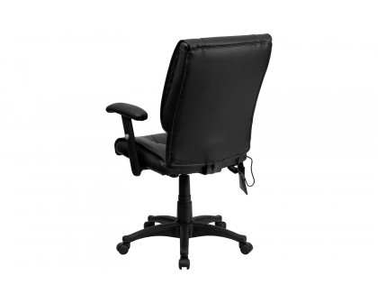 BLNK Laverne LeatherSoft Mid-Back Ergonomic Massaging Executive Swivel Office Chair - with Adjustable Arms