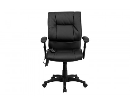 BLNK Laverne LeatherSoft Mid-Back Ergonomic Massaging Executive Swivel Office Chair - with Adjustable Arms