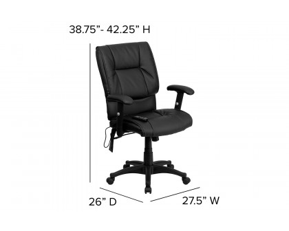 BLNK Laverne LeatherSoft Mid-Back Ergonomic Massaging Executive Swivel Office Chair - with Adjustable Arms