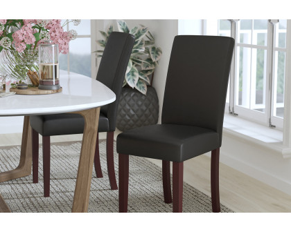 BLNK Godrich Traditional Commercial LeatherSoft Upholstered Panel Back Parsons Dining Chair