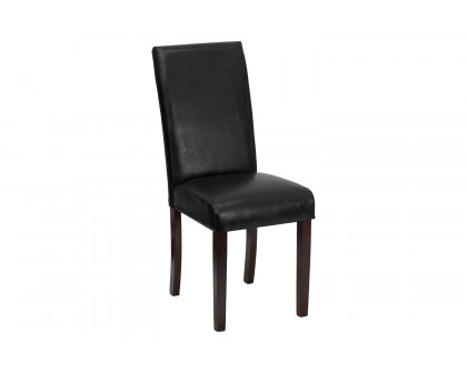 BLNK Godrich Traditional Commercial LeatherSoft Upholstered Panel Back Parsons Dining Chair - Black