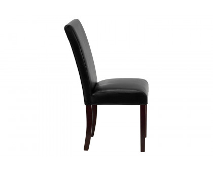 BLNK Godrich Traditional Commercial LeatherSoft Upholstered Panel Back Parsons Dining Chair - Black