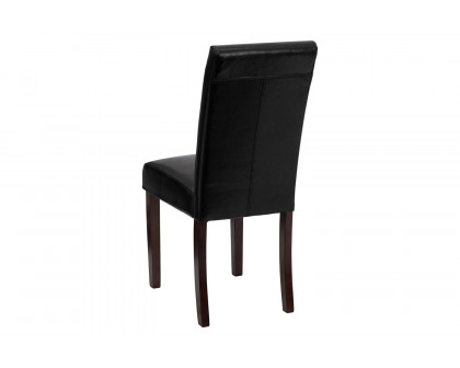 BLNK Godrich Traditional Commercial LeatherSoft Upholstered Panel Back Parsons Dining Chair - Black