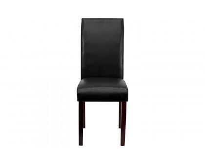 BLNK Godrich Traditional Commercial LeatherSoft Upholstered Panel Back Parsons Dining Chair - Black