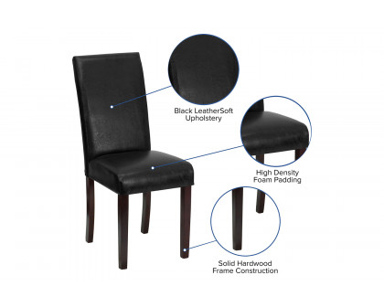 BLNK Godrich Traditional Commercial LeatherSoft Upholstered Panel Back Parsons Dining Chair - Black