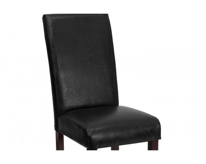 BLNK Godrich Traditional Commercial LeatherSoft Upholstered Panel Back Parsons Dining Chair - Black