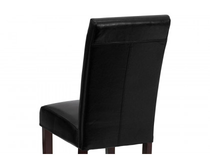 BLNK Godrich Traditional Commercial LeatherSoft Upholstered Panel Back Parsons Dining Chair - Black