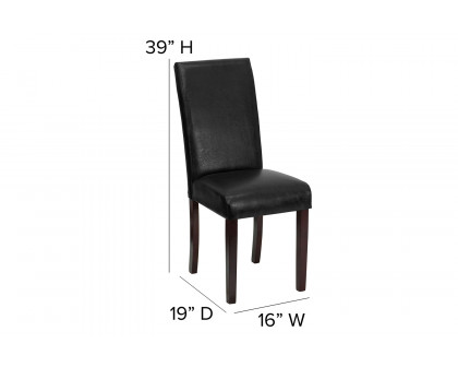 BLNK Godrich Traditional Commercial LeatherSoft Upholstered Panel Back Parsons Dining Chair - Black