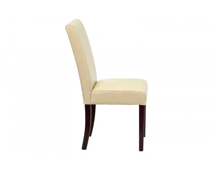 BLNK Godrich Traditional Commercial LeatherSoft Upholstered Panel Back Parsons Dining Chair - Ivory