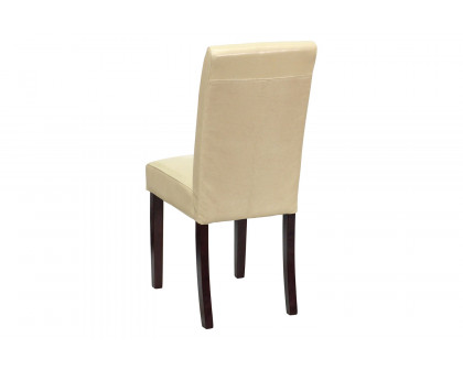 BLNK Godrich Traditional Commercial LeatherSoft Upholstered Panel Back Parsons Dining Chair - Ivory