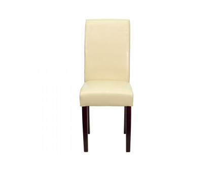 BLNK Godrich Traditional Commercial LeatherSoft Upholstered Panel Back Parsons Dining Chair - Ivory