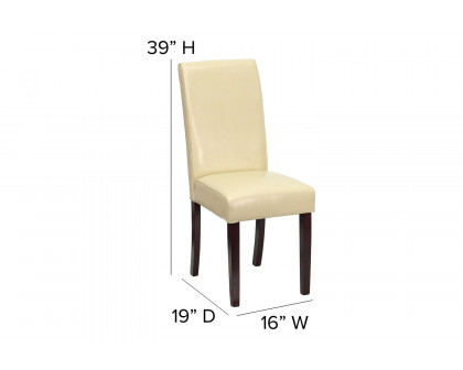 BLNK Godrich Traditional Commercial LeatherSoft Upholstered Panel Back Parsons Dining Chair - Ivory